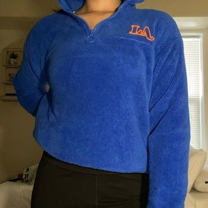 LA Fuzzy Blue Quarter Zip